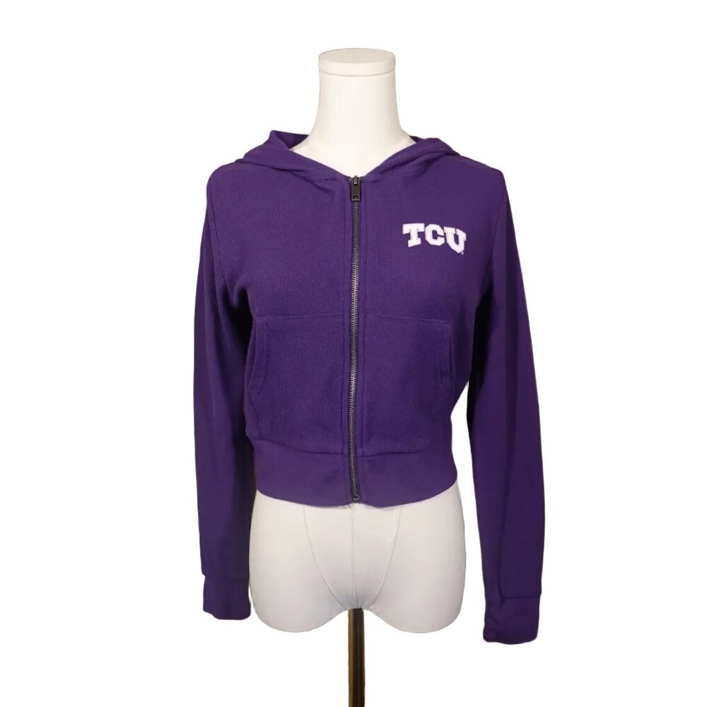 Cropped TCU Zip-Up Hoodie